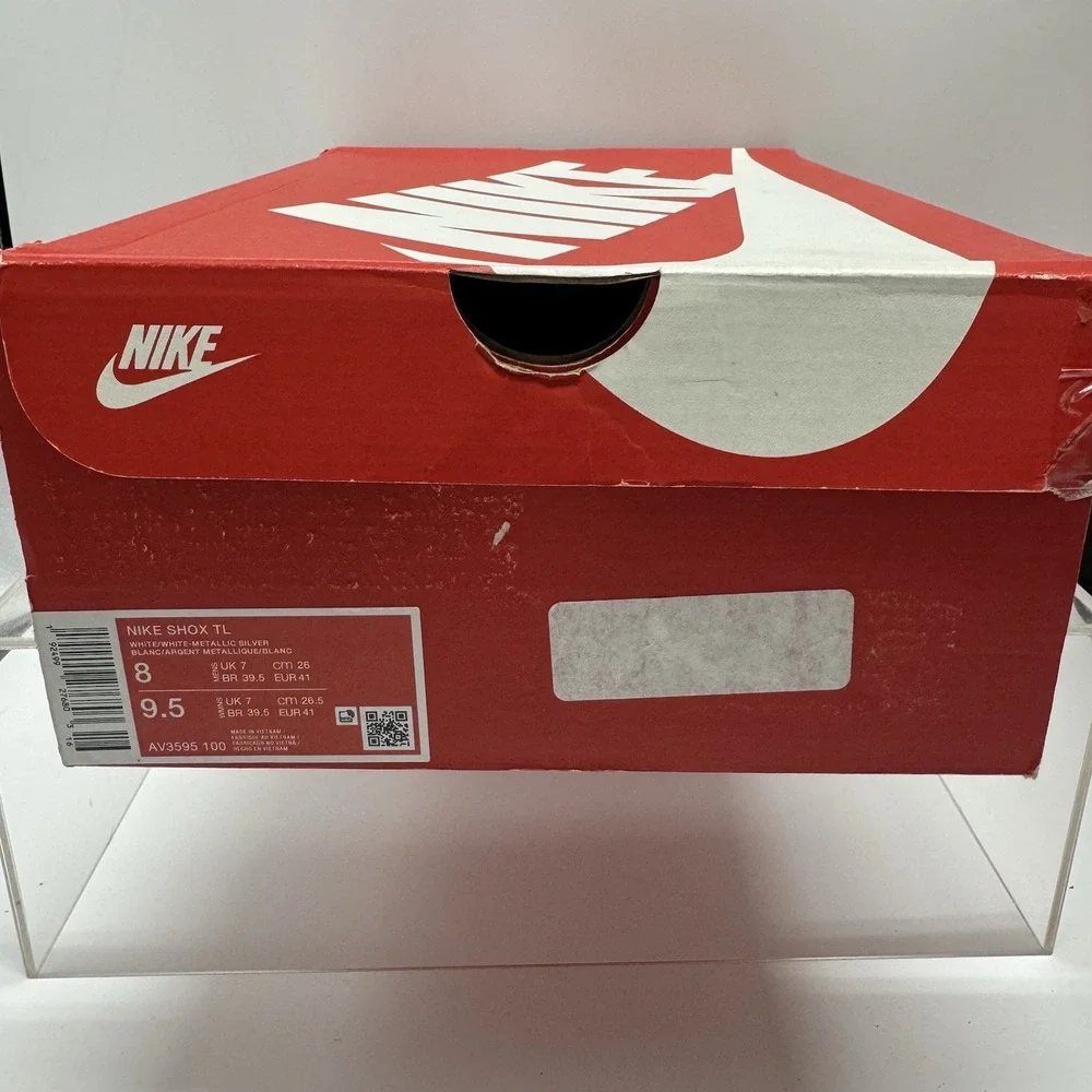Brand New Nike Shox TL White Silver AV3595-100 Men's Size 8 / Women's Size 9.5